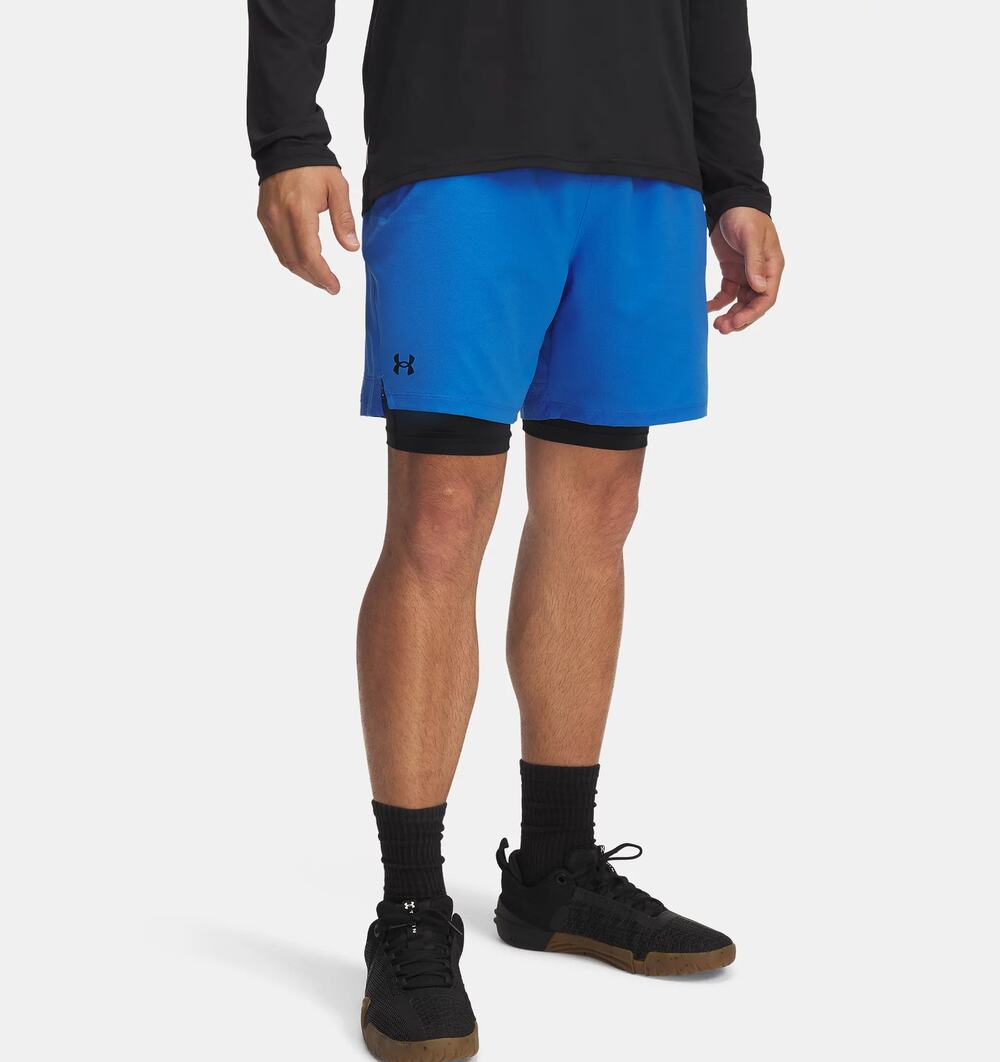 NWT Under Armour UA Vanish Woven 2.0  2-in-1 Shorts in Blue Atlantis sz Medium